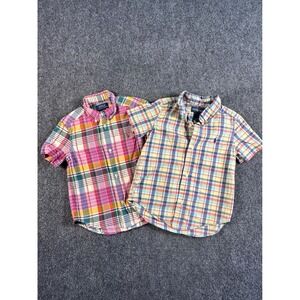 Lot of Ralph Lauren Kids 3T Plaid Button Down Shirt Short Sleeve Casual Top